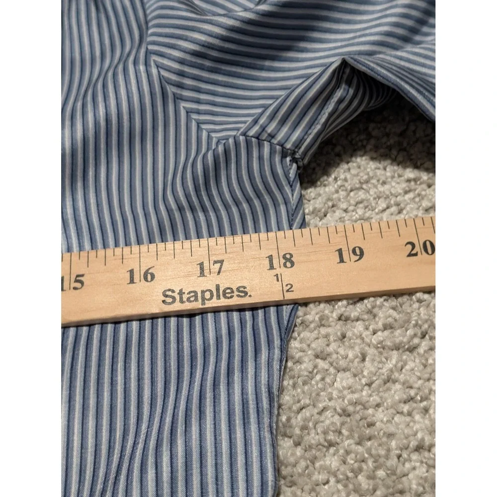 JH Collectibles Vintage Blue White Striped Button Up Blouse Womens 6 Long Sleeve